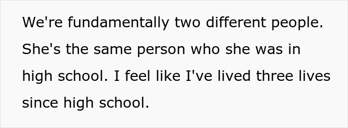 Text excerpt about painful friendship wake-up call during wedding dress shopping reflecting emotional changes since high school.
