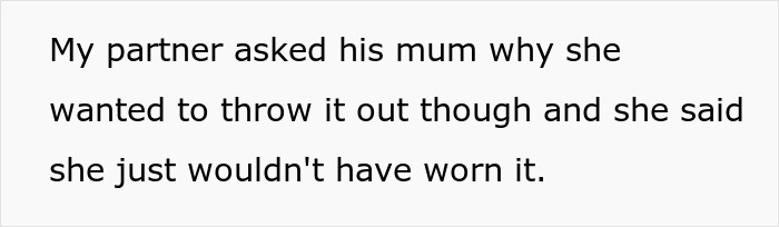 Text excerpt discussing a woman upset about her son’s partner bringing gifts despite being asked not to get tacky little trinkets. Text excerpt discussing a woman upset about her son’s partner bringing gifts despite being asked not to get tacky little trinkets.
