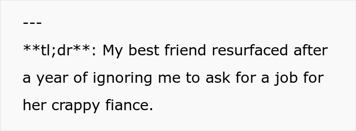 Text excerpt showing a friend ghosting a writer for months before asking for help to break into Hollywood. Text excerpt showing a friend ghosting a writer for months before asking for help to break into Hollywood.