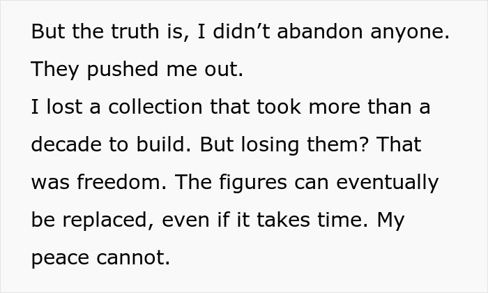 Text excerpt illustrating a man&rsquo;s feelings after cutting off parents following their revenge over his small wedding plans.