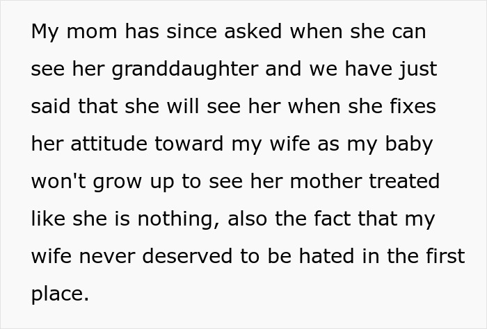 Text excerpt about mom refusing to let son see granddaughter due to attitude toward daughter-in-law after birthday conflict. Text excerpt about mom refusing to let son see granddaughter due to attitude toward daughter-in-law after birthday conflict.