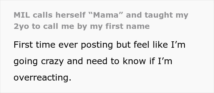 MIL teaches toddler to call mama by mother's first name, causing confusion and emotional struggle for the mother. MIL teaches toddler to call mama by mother's first name, causing confusion and emotional struggle for the mother.