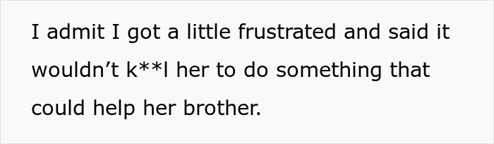 Text excerpt showing frustration over helping a brother, related to dad demanding no Hanukkah gifts due to tantrum.