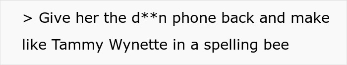 Text excerpt about phone dependence in a family conflict, highlighting frustration over excessive phone use.