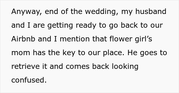 Text excerpt about a wedding night disrupted by an uninvited guest treated like a sleepover and later kicked out.