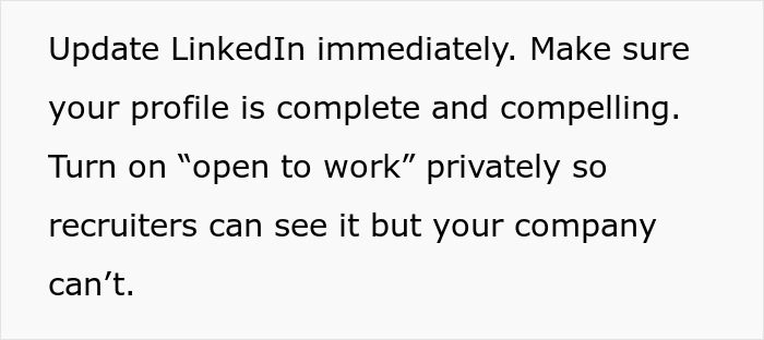 Text emphasizing updating LinkedIn profile to stay alert for subtle red flags about job security risks.