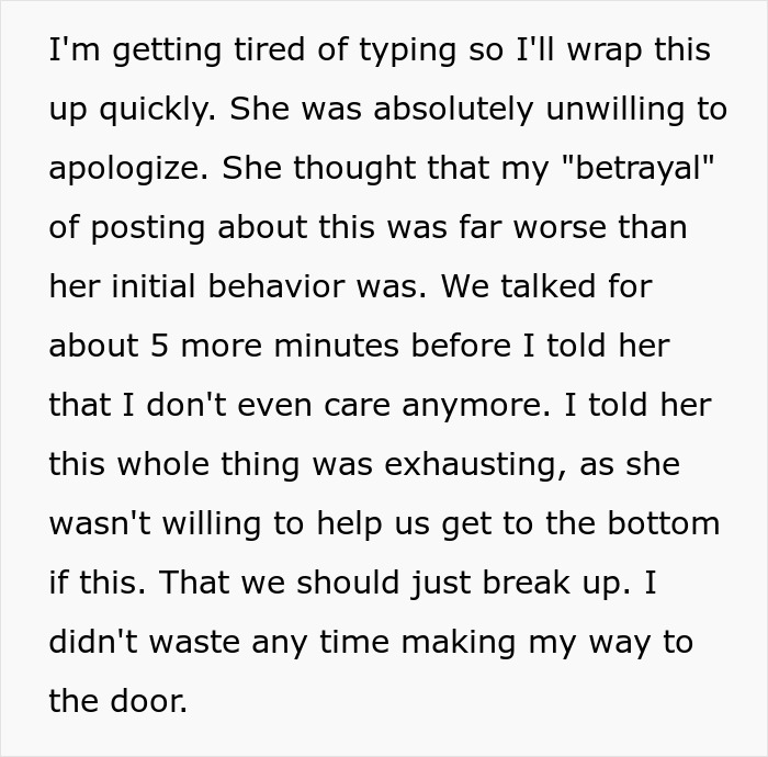 Text about a man lending his girlfriend a spare keyboard and her reaction leading to a breakup due to her unwillingness to apologize. Text about a man lending his girlfriend a spare keyboard and her reaction leading to a breakup due to her unwillingness to apologize.