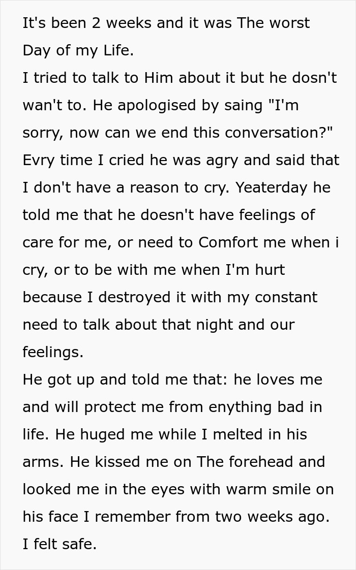 Text describing a woman’s emotional experience as her marriage fell apart within two weeks after her husband ruined their wedding. Text describing a woman’s emotional experience as her marriage fell apart within two weeks after her husband ruined their wedding.