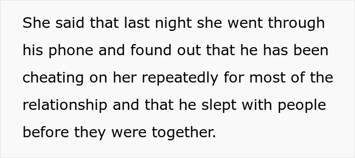 Text excerpt describing a man lying about saving himself for marriage while hiding past cheating and connections with fianc&eacute;e&rsquo;s sister.