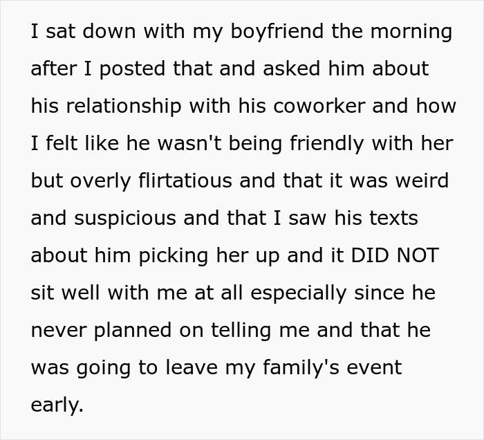Text about a man losing his girlfriend over a girl at work he has a crush on who is just being nice.