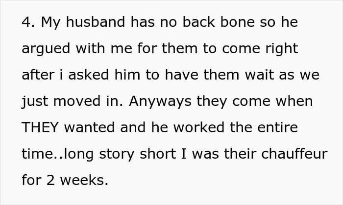 Text describing a wife frustrated as her husband won’t stand up to his mother, causing tension in their relationship.