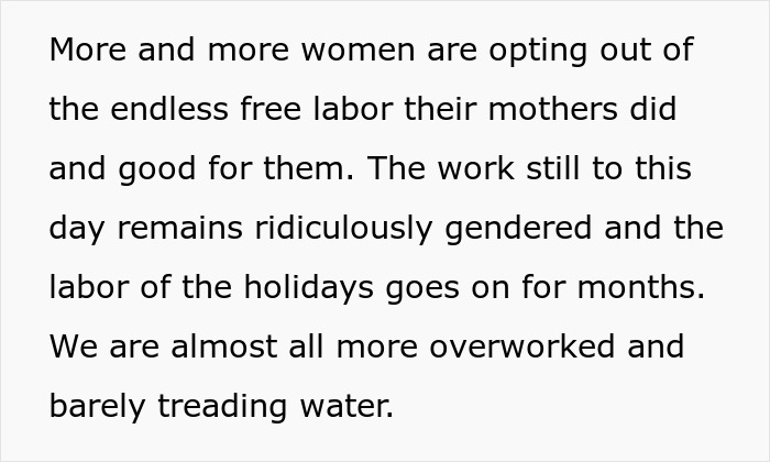 Text about gendered holiday labor and feminism, highlighting moms doing most of the work during Christmas season. Text about gendered holiday labor and feminism, highlighting moms doing most of the work during Christmas season.