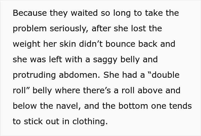 Saggy belly and protruding abdomen issues leading to tummy tuck drama involving aunt and niece conflict.