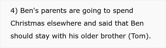 Text excerpt discussing Ben staying with his older brother during Christmas, highlighting picky eater family dynamics. Text excerpt discussing Ben staying with his older brother during Christmas, highlighting picky eater family dynamics.