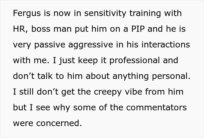 Text conversation about a woman weirded out as coworker insists on calling her his work mom, describing passive aggressive behavior.