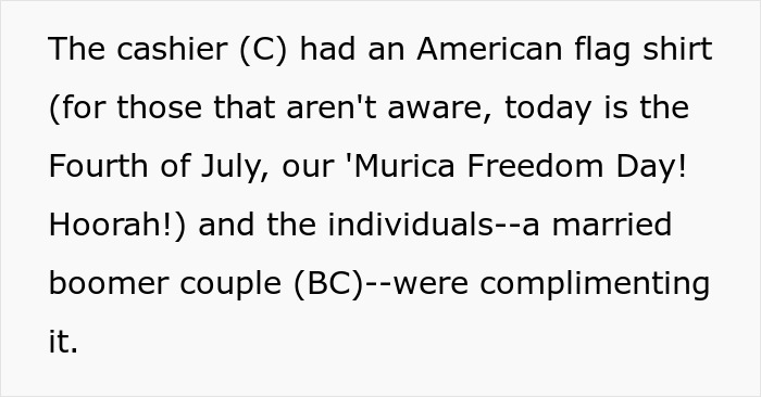 Older man in Goodwill store arguing about younger generations while woman quickly shuts him down indoors.