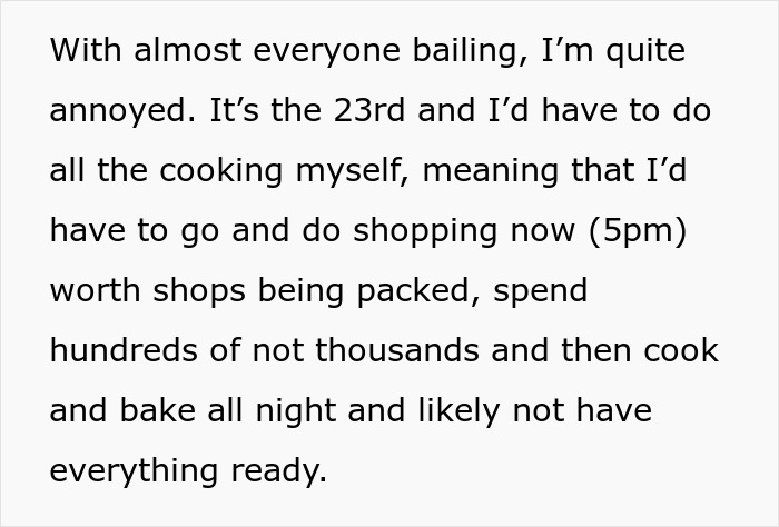 Host frustrated as lazy relatives refuse to bring food to Christmas dinner, threatening pizza or no meal option.