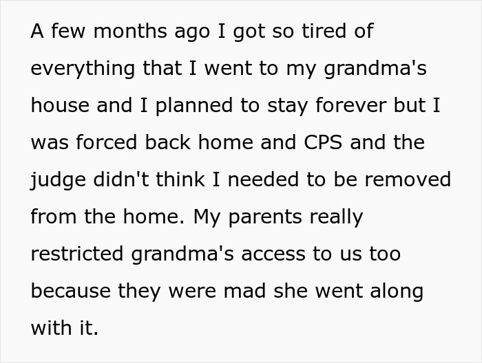 Text about a teen living in fear of his violent sister and conflicted family dynamics with parents disbelieving him.