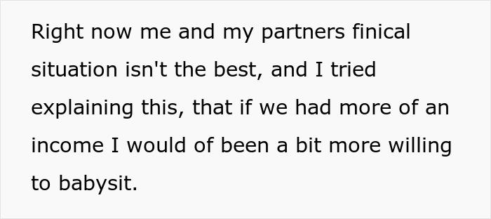 Text message conversation discussing financial struggles and willingness to babysit children for family. Text message conversation discussing financial struggles and willingness to babysit children for family.