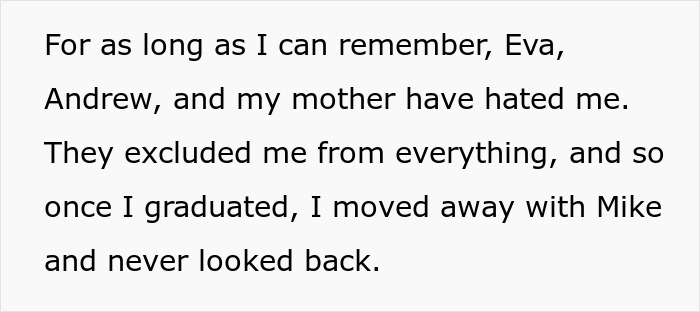Text excerpt discussing feelings of exclusion from family members and moving away after graduation. Text excerpt discussing feelings of exclusion from family members and moving away after graduation.