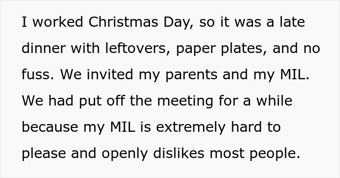Woman hosts casual Christmas dinner with toxic mother-in-law who offends guests and ruins celebration. Woman hosts casual Christmas dinner with toxic mother-in-law who offends guests and ruins celebration.