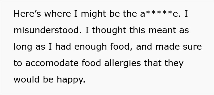 Text excerpt from a family conversation misunderstanding vegetarian Christmas meal preparations and food allergies. Text excerpt from a family conversation misunderstanding vegetarian Christmas meal preparations and food allergies.