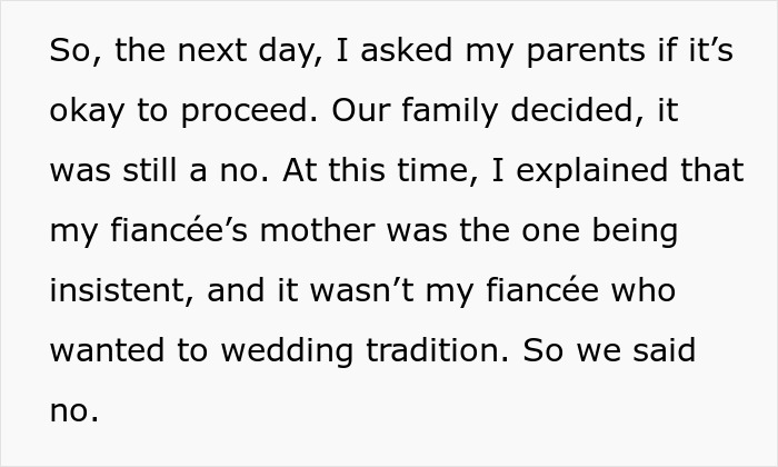 Text excerpt showing a man considering canceling his wedding after fiancée’s family hires a PI to dig up his dirt. Text excerpt showing a man considering canceling his wedding after fiancée’s family hires a PI to dig up his dirt.