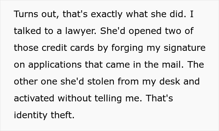 Text excerpt describing identity theft in a troubled marriage where wife treats husband as ATM machine. Text excerpt describing identity theft in a troubled marriage where wife treats husband as ATM machine.