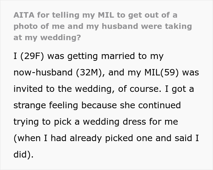 Mother-in-law insists on wearing a white dress to son's wedding, causing conflict with the bride over photos. Mother-in-law insists on wearing a white dress to son's wedding, causing conflict with the bride over photos.