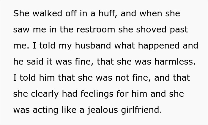 Text excerpt about a woman refusing to be the third wheel in her marriage, confronting husband over work-wife issues.