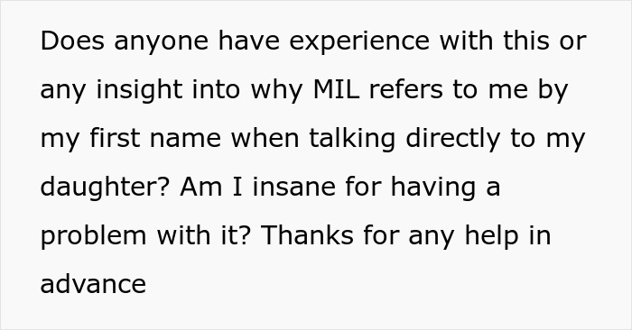 Text discussing MIL teach toddler mama mother using the first name when talking directly to the daughter and asking for insight. Text discussing MIL teach toddler mama mother using the first name when talking directly to the daughter and asking for insight.