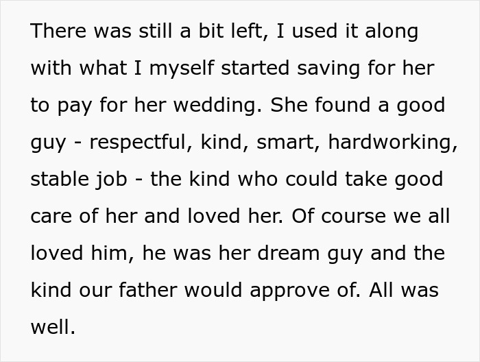 Text excerpt about a financially unstable woman rushing into marriage with a man who has a stable job and is kind.