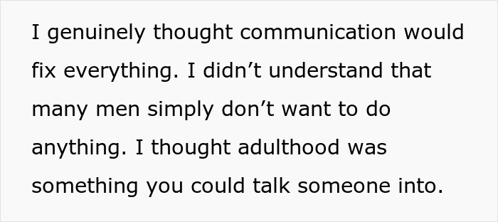 Text image showing a quote about men in relationships and communication struggles from a single woman’s perspective.