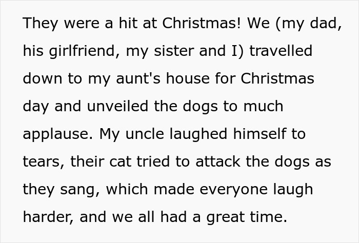 Family celebrates Christmas with pets, enjoying laughter and a playful holiday gathering at aunt's house.