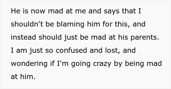 Text showing a woman confused and upset after her fiancé’s lie about her family causes conflict during holiday dinner.