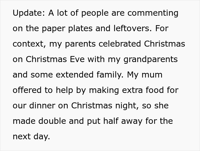 Text excerpt discussing a woman hosting a casual Christmas and issues with her toxic mother-in-law during the event. Text excerpt discussing a woman hosting a casual Christmas and issues with her toxic mother-in-law during the event.