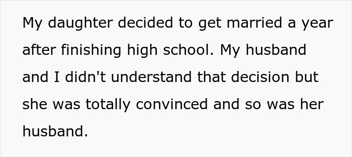 Text on a plain background discussing a daughter’s early marriage and parents refusing to take care of their granddaughter. Text on a plain background discussing a daughter’s early marriage and parents refusing to take care of their granddaughter.