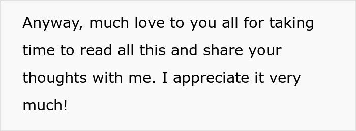 Text expressing gratitude for readers taking time to share thoughts, highlighting relationship ending over pastries passion. Text expressing gratitude for readers taking time to share thoughts, highlighting relationship ending over pastries passion.