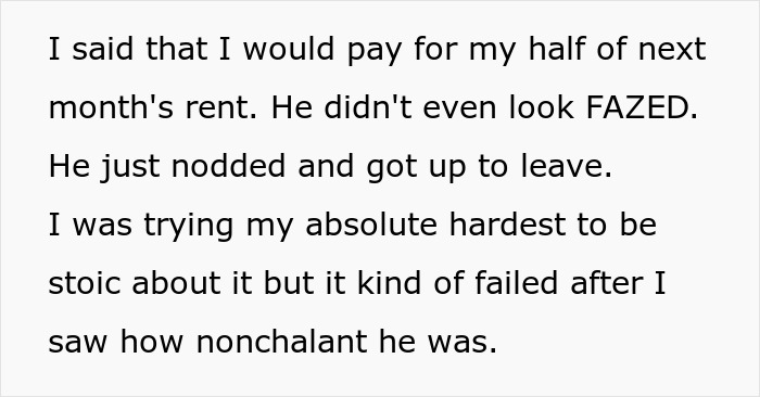 Text about man losing his girlfriend over a girl at work he has a crush on being friendly and nonchalant.