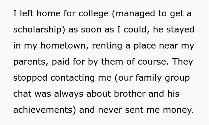 Alt text: Text excerpt exploring family dynamics where a gay brother treats his sister poorly and faces consequences later in life. Alt text: Text excerpt exploring family dynamics where a gay brother treats his sister poorly and faces consequences later in life.