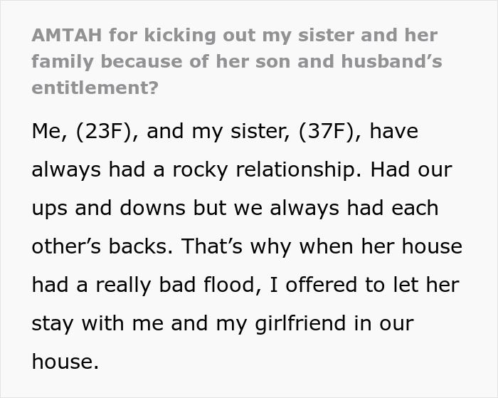 Woman won’t stop hubby and son’s entitled behavior, leading sister to kick them out amid family conflict. Woman won’t stop hubby and son’s entitled behavior, leading sister to kick them out amid family conflict.