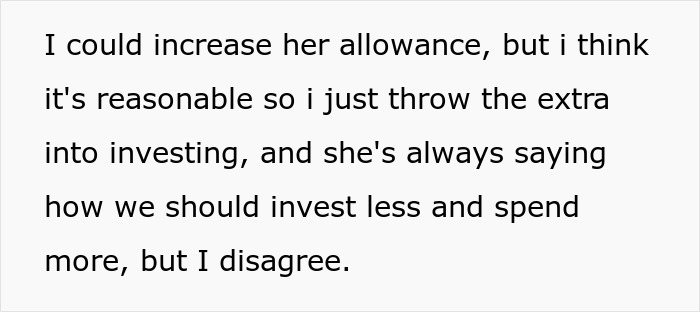 Text about a SAHM feeling poor despite receiving $1K monthly allowance and discussing spending versus investing. Text about a SAHM feeling poor despite receiving $1K monthly allowance and discussing spending versus investing.