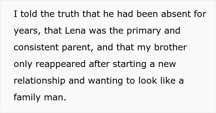 Text about sister telling custody court judge the truth on brother who abandoned his kid causing family drama. Text about sister telling custody court judge the truth on brother who abandoned his kid causing family drama.