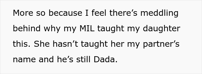 Alt text: Text discussing a MIL teaching a toddler and the mother's concern about meddling in the child's use of first names. Alt text: Text discussing a MIL teaching a toddler and the mother's concern about meddling in the child's use of first names.