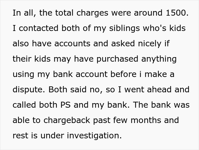 Person delivering karma after entitled nephew used their credit card for gaming purchases.