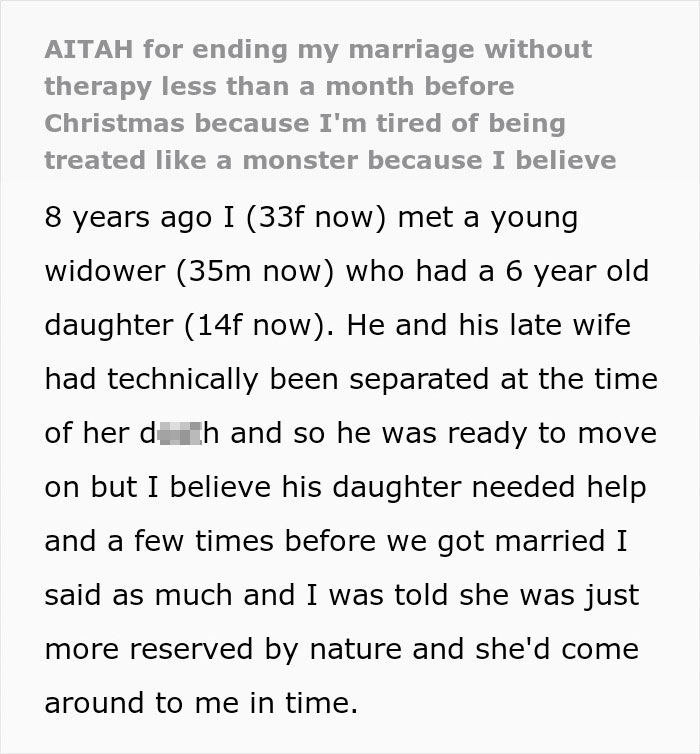 Text excerpt from a woman sharing struggles with stepdaughter’s behavior and difficult in-laws before leaving husband after 8 years. Text excerpt from a woman sharing struggles with stepdaughter’s behavior and difficult in-laws before leaving husband after 8 years.