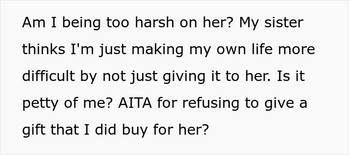 Text discussing a 13-year-old refusing to accept a gift from dad's girlfriend due to her rude behavior and regrets. Text discussing a 13-year-old refusing to accept a gift from dad's girlfriend due to her rude behavior and regrets.