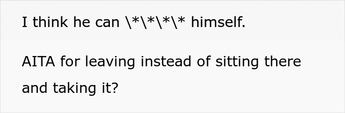 Text from a forum post discussing leaving Christmas dinner due to uncle's jokes causing family arguments and embarrassment.