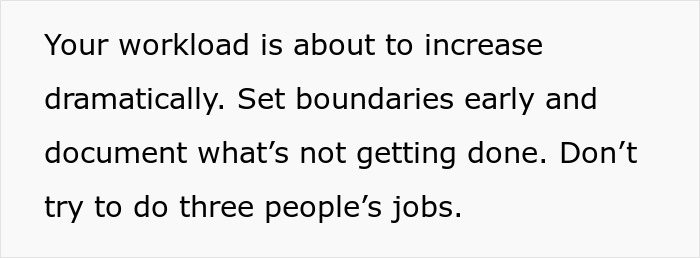 Workload increasing dramatically warning with advice to set boundaries and document tasks in unsafe job situations.