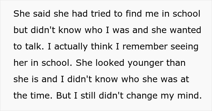 Text excerpt showing a person reflecting on attempts to find them in school, related to refusing establish relationship fathers kids. Text excerpt showing a person reflecting on attempts to find them in school, related to refusing establish relationship fathers kids.